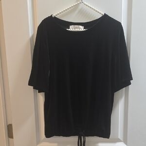 LOFT Black Velvet Short Sleeve Top